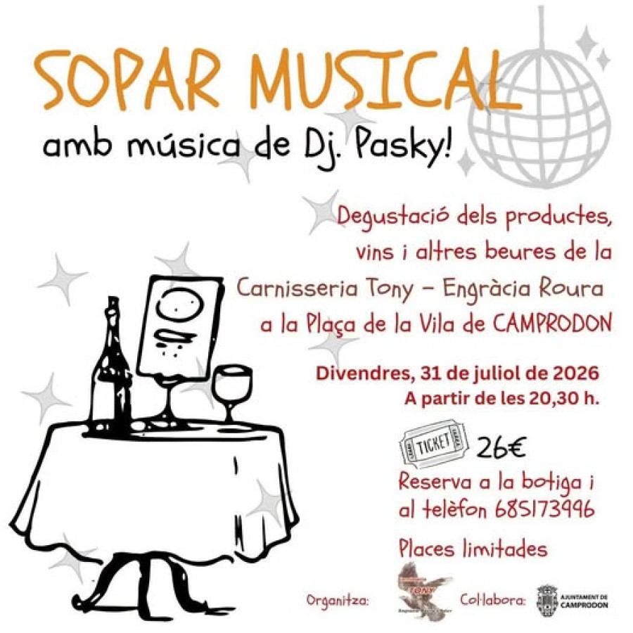 Sopar musical amb DJ Pasky