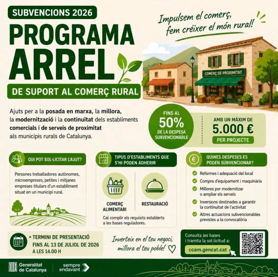 Programa Arrel per incentivar el comerç de proximitat als municipis rurals