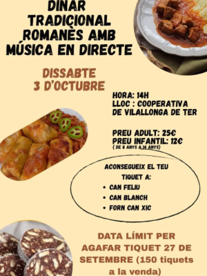 Dinar tradicional romanès (amb música en directe)